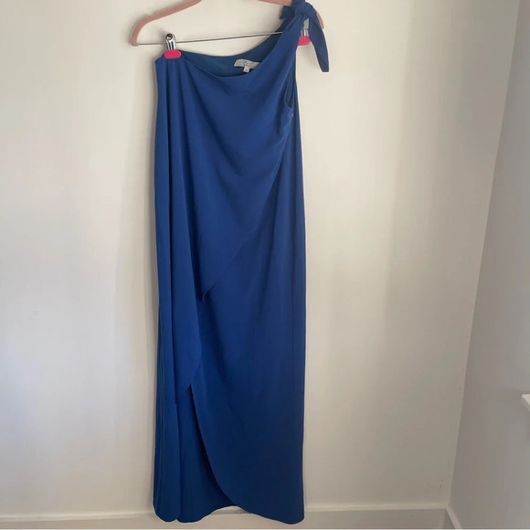 Crosby by Mollie Burch Sasha blue shoulder tie asymmetrical maxi dress Small - Picture 2 of 9